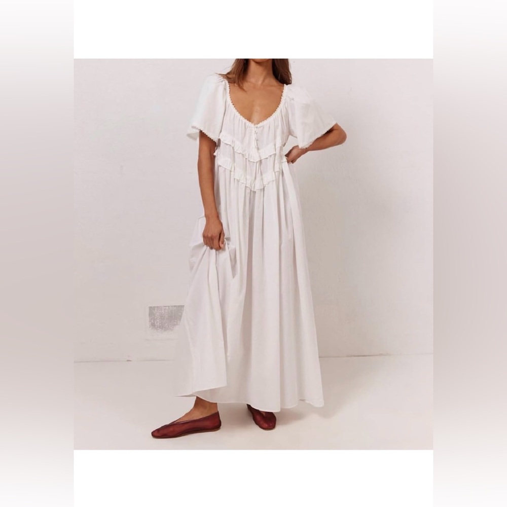White Boho Backless Maxi Dress